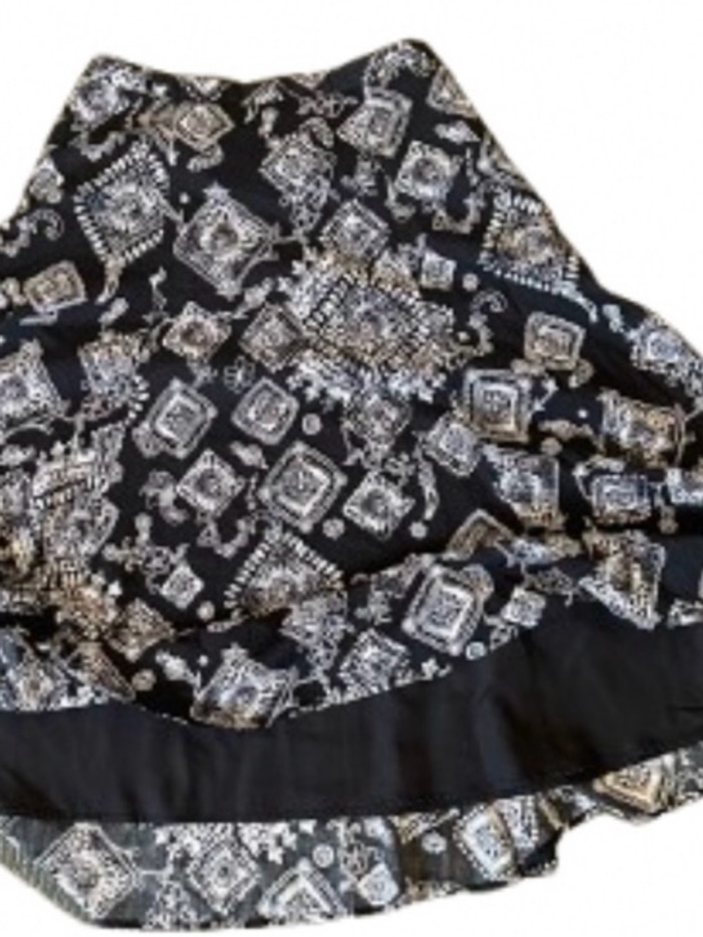 Coldwater Creek Lined Full Paneled Skirt Paisley Floral Boho Side Zip Petite M